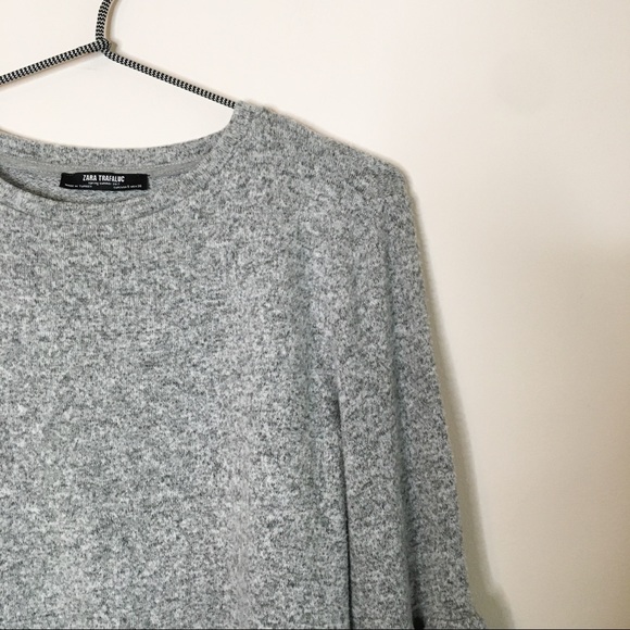 Zara Soft Touch Bell Sleeve Sweater Gray Size Small - Picture 5 of 8